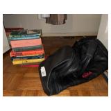 Coca cola duffel bag and books