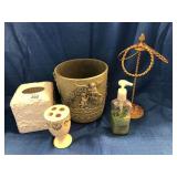 Bathroom vanity and wastebasket