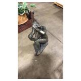BRONZE TONE SCULPTURE OF SEATED WOMAN