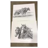 2 FRANKIE PARDOE BLACK & WHITE HORSE PRINTS