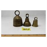 3 VNTG. BRASS BELLS