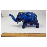 COBALT BLUE GLASS LIDDED ELEPHANT DISH
