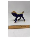 VNTG. COBALT BLUE & GOLD HORSE FIGURINE