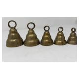 5 VNTG. BRASS ETCHED BELLS