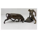 VINTAGE MATADOR & BULL BRASS COASTED BRONZE