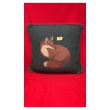 WOOL NEEDLEPOINT THROW PILLOW FOX SCENE
