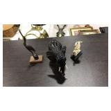 CARVED BIRD, ELEPHANT & ORIENTAL FIGURINE