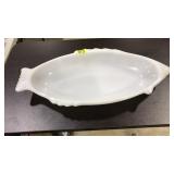 MILK GLASS FISH SHAPED CENTER PIECE BOWL