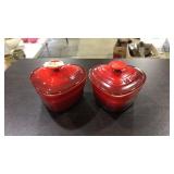 2 LE CRUSET HEART SHAPED DUTCH OVENS