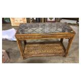RATTAN & GLASS TOP SOFA TABLE