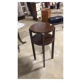 ROUND TWO TIERED WOODEN END TABLE