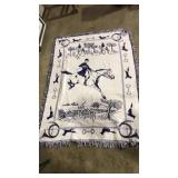 EQUESTRIAN HORSE & FOX HUNTING TAPESTRY THROW