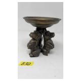 VNTG. BROZNE 3 DOG DECOROATIVE BOWL STAND
