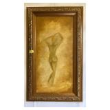 WOMENS SILHOUETTE OIL ON BOARD REPO SIGNED FRAMED
