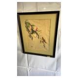 SIGNED FRANKIE H ORIENTAL BIRD ON FRUIT TREE