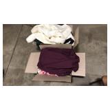 2 BOXES OF ASST LINENS, TABLE CLOTHES, ETC