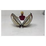 LIMOGES PORCELAIN PAINTED EGG BOX W/PERFUME BOTTLE