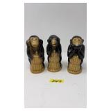 'HEAR, SEE, SPEAK' NO EVIL MONKEY FIGURINES