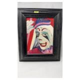 SIGNED FRAMED OIL ON BOARD CLOWN PORTRAIT