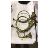 3 ANTIQUE BRASS HORNS