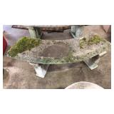 CONCRETE IVY ETCHED CURVED GARDEN BENCH