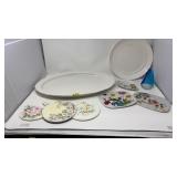 LARGE OVAL SERVING TRAY AND ASST. PLATES