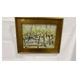 REYNOLDS DUKE BOAT SCENE OIL ON CANVAS