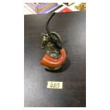 ORNATELY CARVED PIPE ON BRASS HORSE CIGAR HOLDER