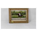 FRANKIE PARDOE OIL ON BOARD, JOCKEY AND HORSE