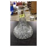 VNTG. CUT GLASS DECANTER WITH FOX STOPPER