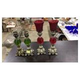 2 PAIRS OF ORNATE CANDLESTICK HOLDERS