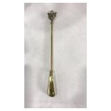ANTIQUE BRASS FOX HEAD HANDLED SHOE HORN