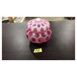 FENTON CRANBERRY COIN DOT LIDDED CANDY DISH