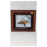 FRANKIE PARDOE FOX IN WINTER SCENE OIL ON BOARD
