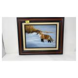 FRANKIE PARDOE '04 OIL ON CANVAS FOX IN SNOW SCENE