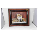 FRANKIE PARDOE OIL ON BOARD FOX SCENE