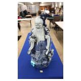 CHINESE BLUE&WHITE PORCELAIN MAN HOLDING LOTUS CUP