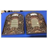 PAIR OF CHINESE PARCEL GILT&RED LACQUER MIRRORS