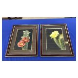 PAIR OF EMBROIDERED SILK FLORAL PICTURES