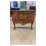 LOUIS XV STYLE GILT METAL MARBLE TOP COMMODE