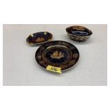 3 LIMOGES GILT COBALT TABLE ARTICLES