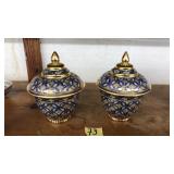 PAIR ASIAN GILT & POLYCHROME DECORATED BOWLS