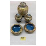 5 CHINESE CLOISONNE TABLE ARTICLES