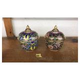 PAIR OF ASIAN GUILT & POLYCHROME DECORATED BOWLS