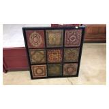 CHINESE POLYCHROME DECORATED 9 PANEL WALL PLAQUE