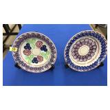 2 MIDDLE EASTERN DECORATED SOFT PASTE SHALLOW BOWL