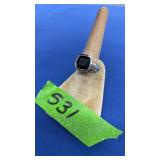 STERLING SILVER & BLACK OYNX RING, SIZE 7.5