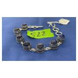 LAPIS AZULL BRACELET, MARKED .925 STERLING