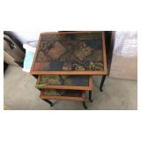 3 PC. NESTING TABLES: WOOD AND METAL