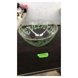 LENOX HOLIDAY CLEAR GLASS BOWL, HOLLY & BERRY